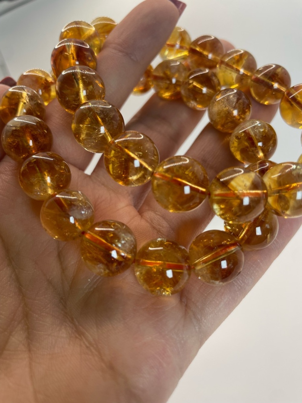 ONE Citrine with Rainbows Bead Stretch Bracelet -12mm (0130) - Picture 5 of 5